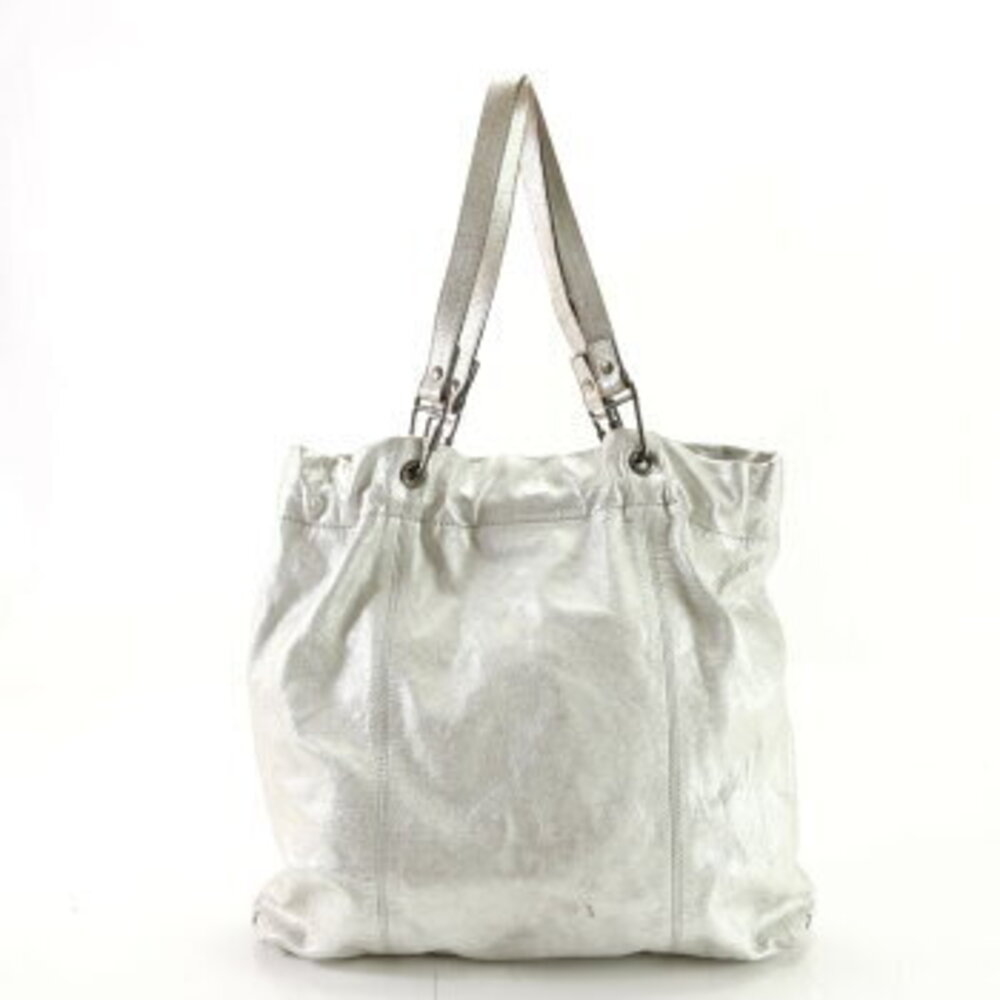 Burberry Leather Tote Bag Shoulder Business Document Silver - Picture 5 of 13